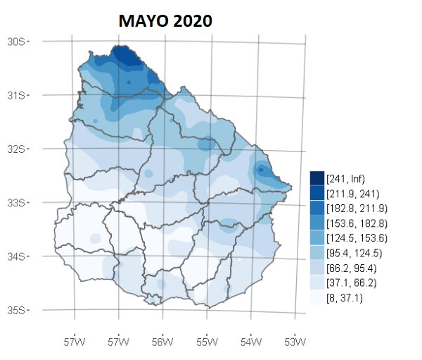 Precipitación acumulada (mm) Mayo 2020