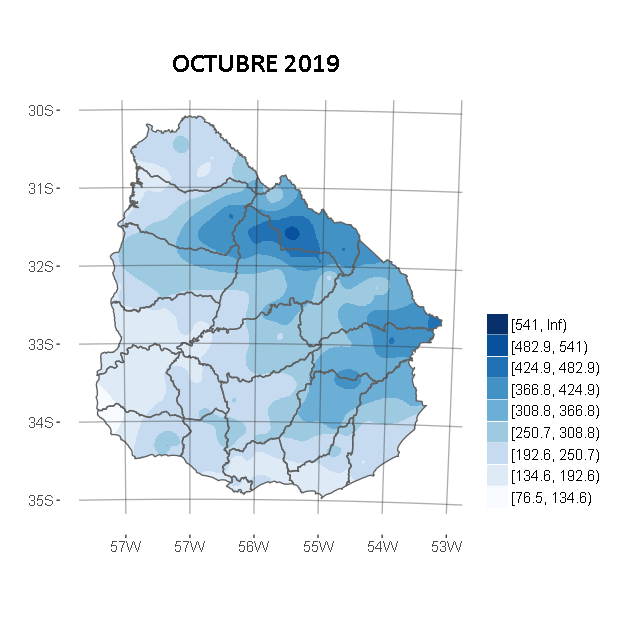 Precipitación acumulada (mm)  Octubre 2019