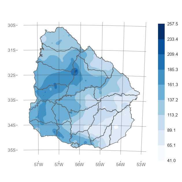 Mapa de precipitación acumulada de Febrero del 2022