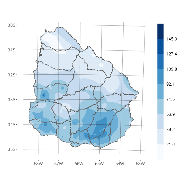 Interpolado del acumulado de precipitación del mes de noviembre de 2022