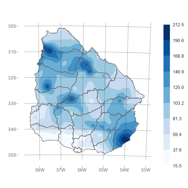 Interpolado del acumulado de precipitación del mes de octubre 2022