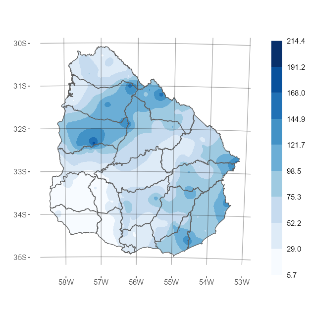 Interpolado del acumulado de precipitación del mes de febrero de 2023