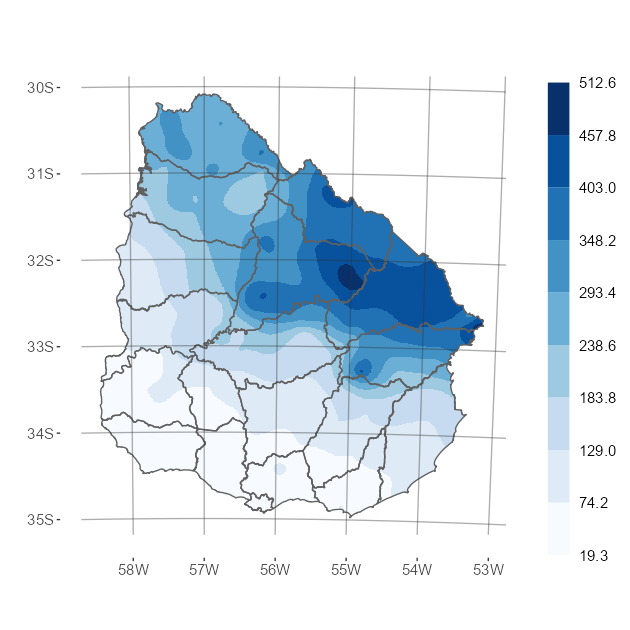 Interpolado acumulado de precipitación del mes de setiembre de 2023