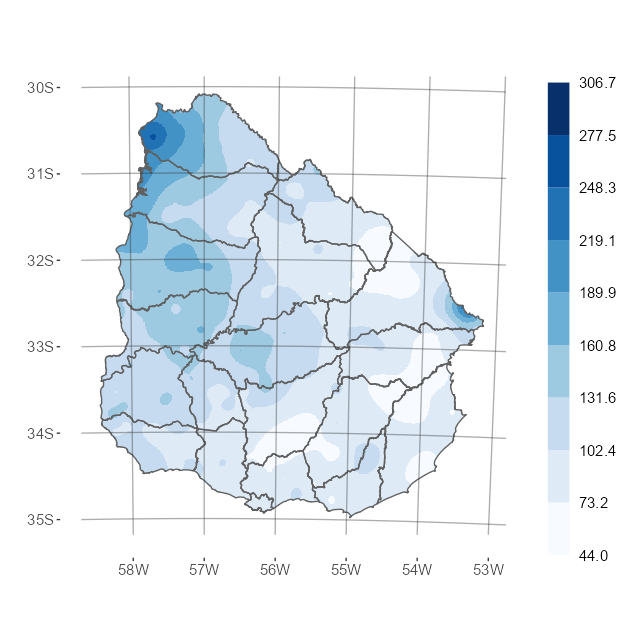 Interpolado del acumulado de precipitación del mes de noviembre de 2024