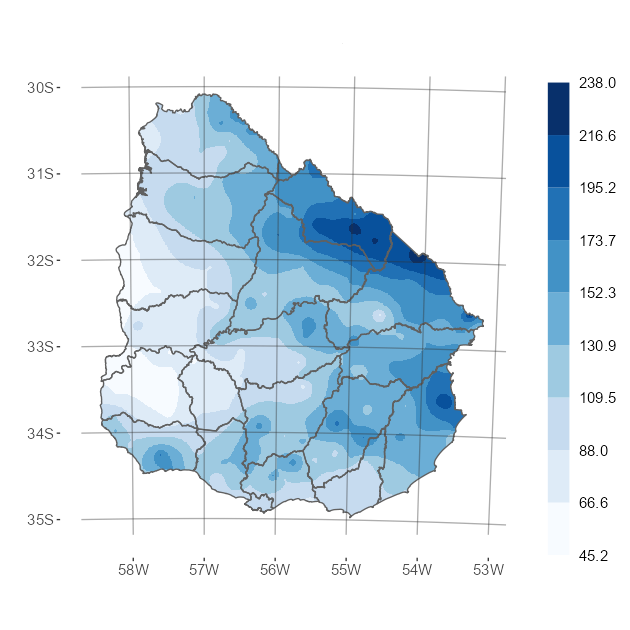 Interpolado del acumulado de precipitación del mes de agosto de 2024