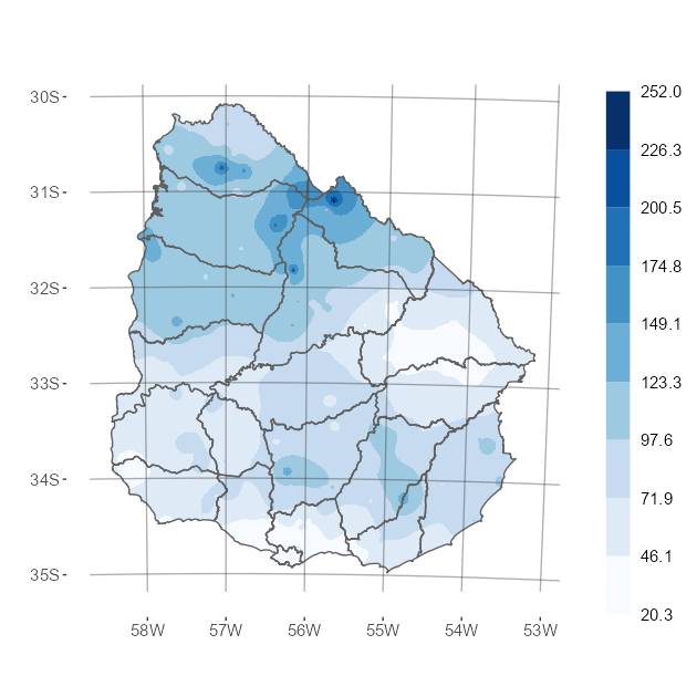 Interpolado del acumulado de precipitación del mes de enero de 2024