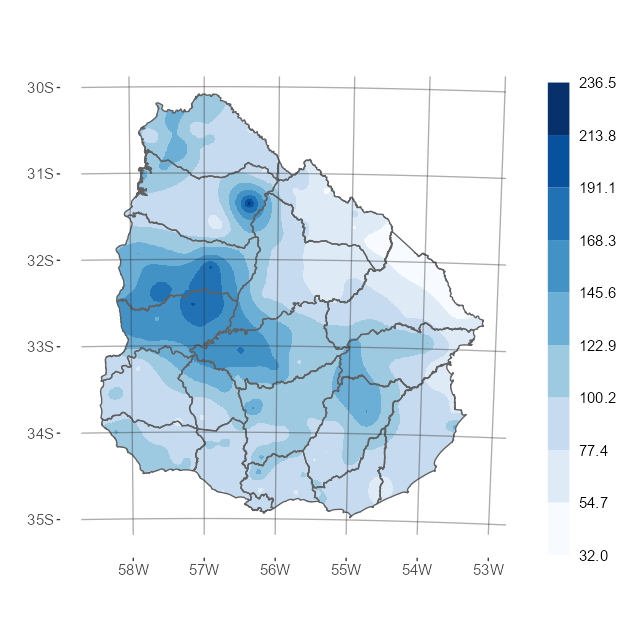 Interpolado del acumulado de precipitación de octubre 2025