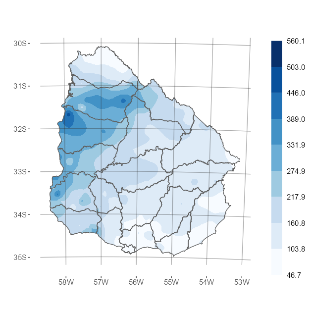Interpolado del acumulado de precipitación de febrero de 2025
