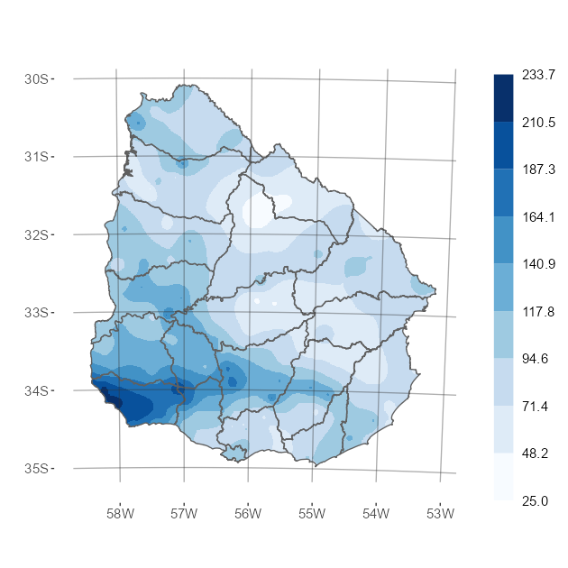 Interpolado del acumulado de precipitación de marzo 2025