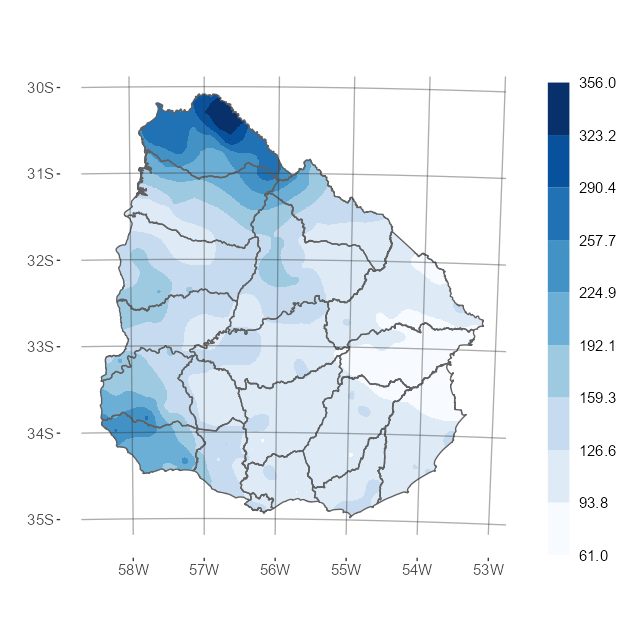 Interpolado de la precipitación acumulada del mes de mayo de 2025