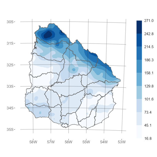 Interpolado de la precipitación acumulada del mes de setiembre de 2025