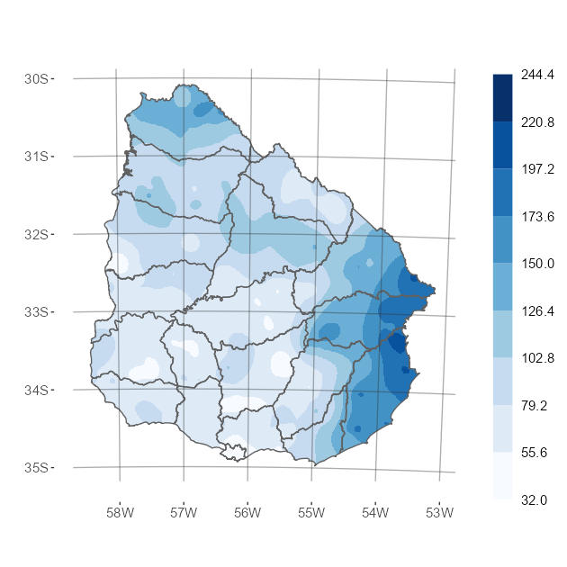 Interpolado del acumulado de precipitación de abril 2025