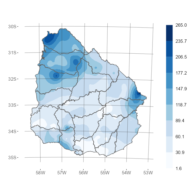 Interpolado del acumulado de precipitación del mes de febrero de 2026